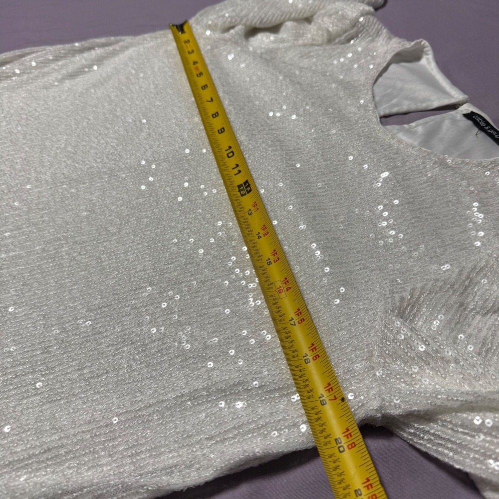 Cable & Gauge White Sequin Blouse Top Women's‎ Size Large - Picture 6 of 7